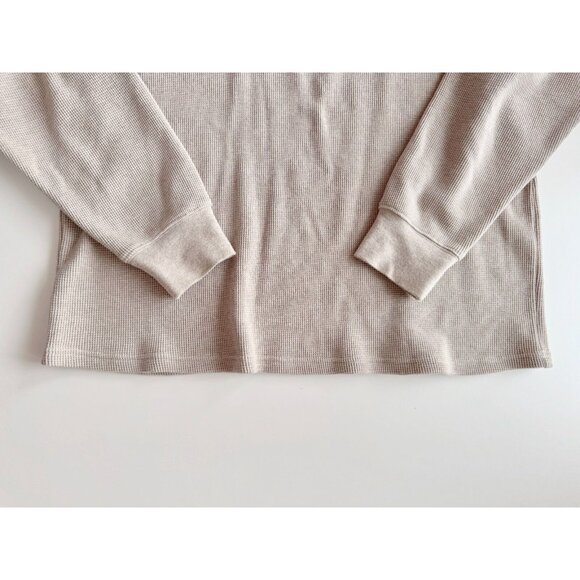 Aritzia WILFRED FREE Loft Taupe Cotton Waffle Knit Oversized 1/4 Zip Top, Size M - Picture 8 of 16